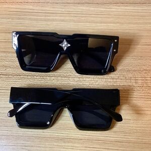 Men and women black square sunglasses